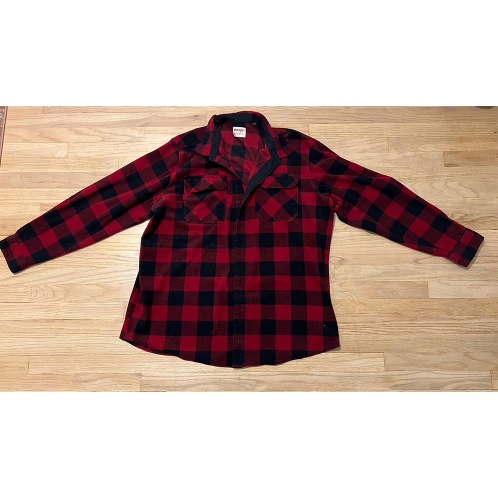 Wrangler Authentics Mens Red Black Buffalo Plaid Flannel Long Sleeve Shirt 2XT